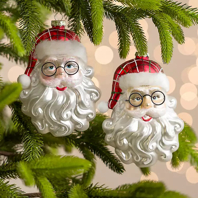 Jolly Santa Face Ornaments, Set of 2 | Kirkland's Home