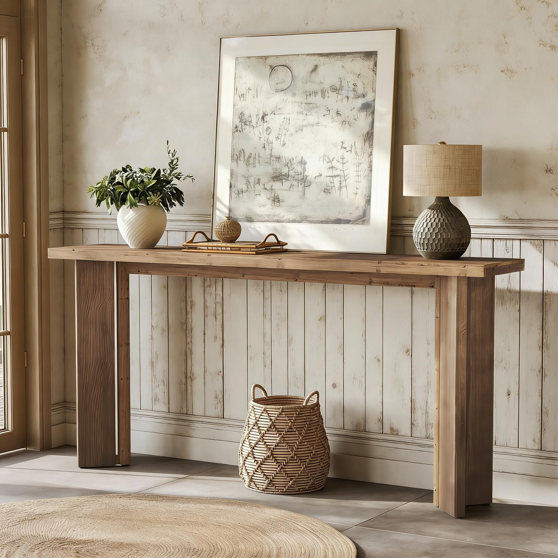 Solid Wood Console Table, 70.9-Inch Extra Long Sofa Table Behind The Couch, Farmhouse Wooden Entr... | Amazon (US)