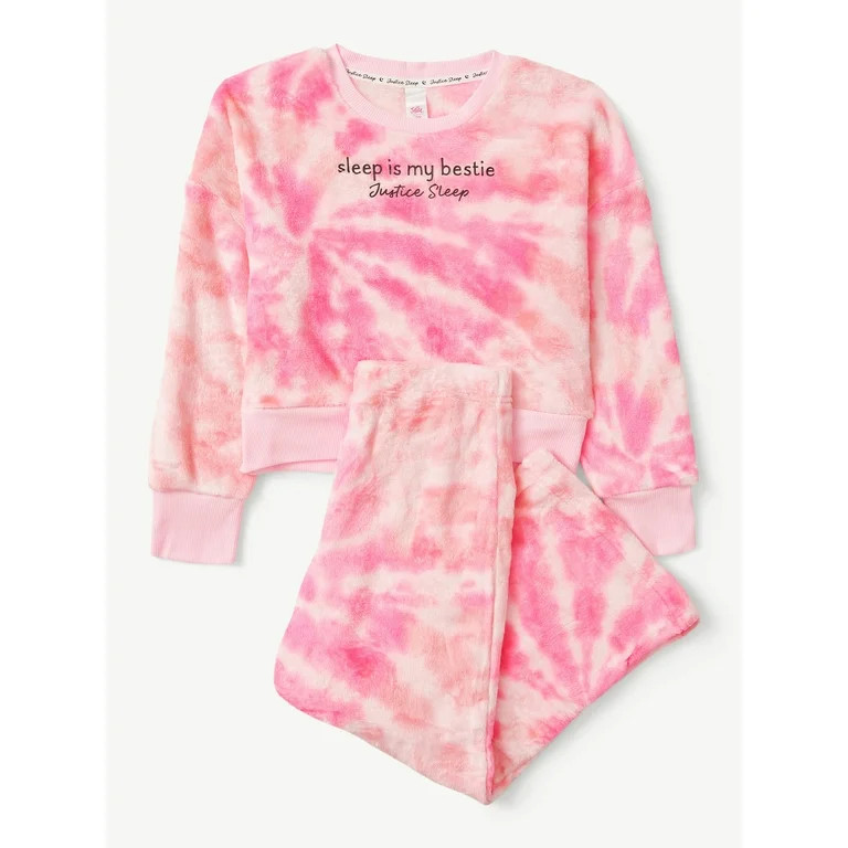 Justice Girls Long Sleeve Top and Wide Leg Sleep Pant, 2-Piece Pajama Set, Sizes 5-18 | Walmart (US)