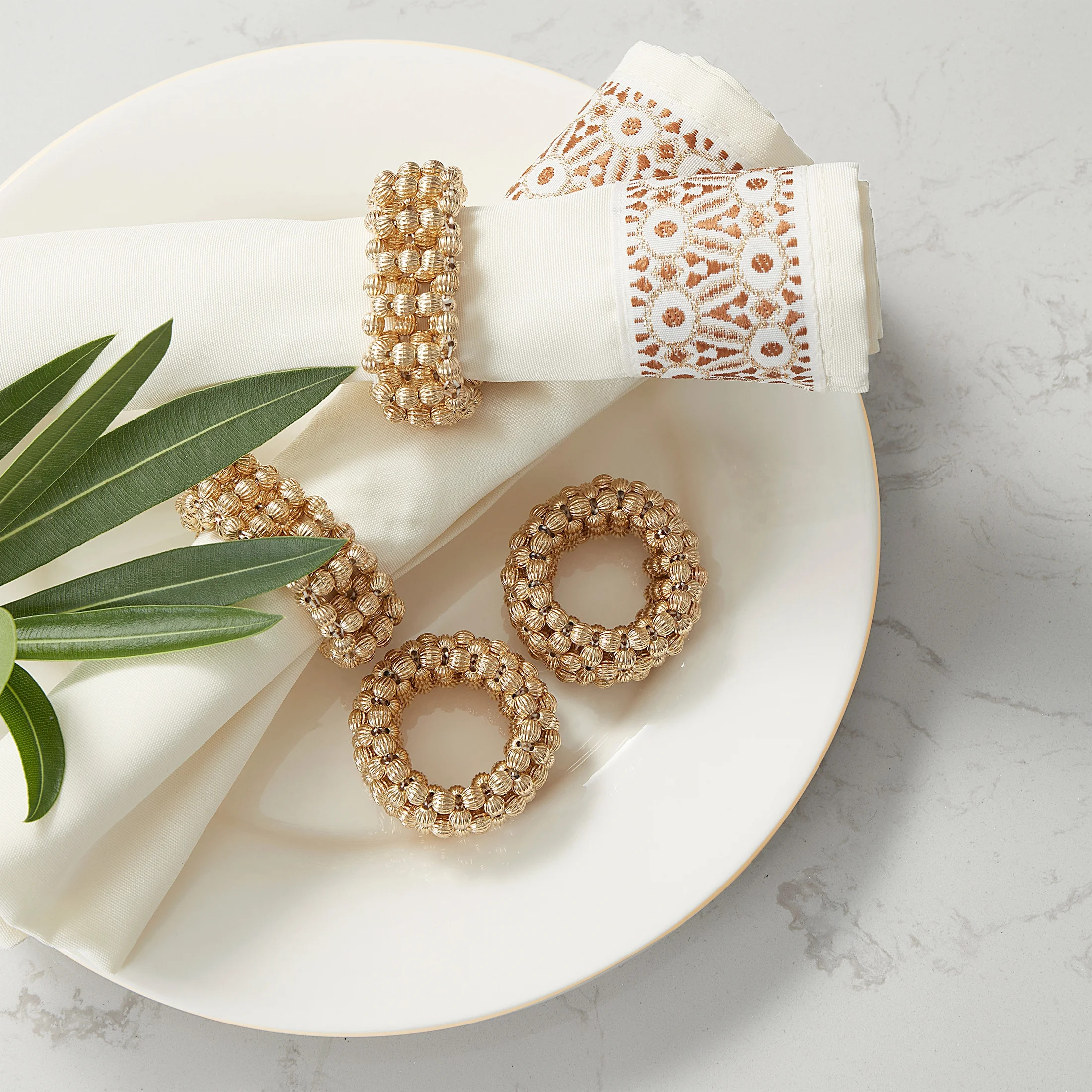 Sofia Home 8-Piece Cloth Table Napkins and Napkin Ring Set, Cream by Sofia Vergara | Walmart (US)