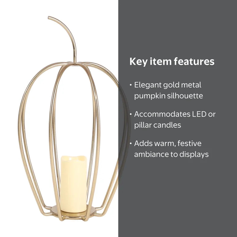 Metal Pumpkin Lantern Small 21.75inch '' , by way to celebrate | Walmart (US)