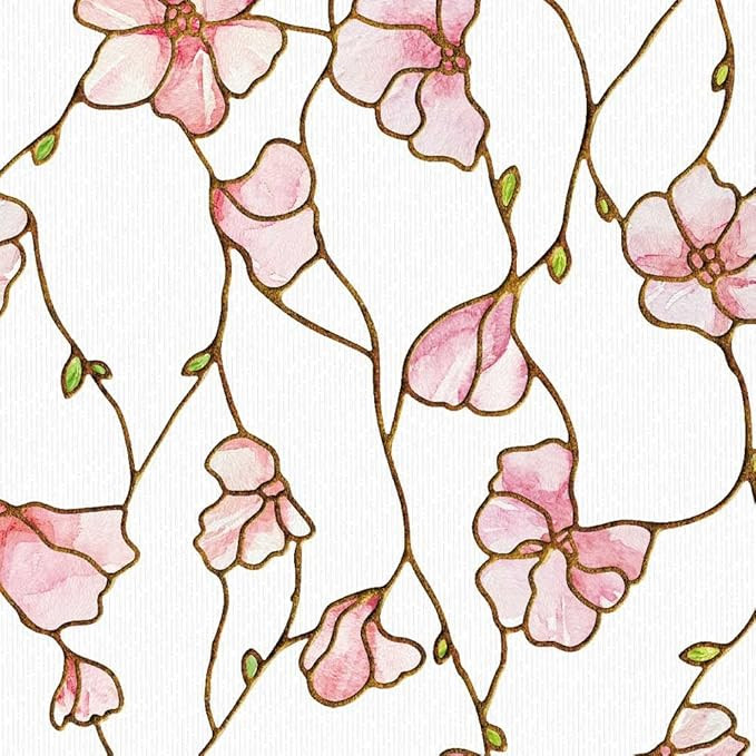 UNI Window Film Static Clings Non Adhesive 3D Stained Glass Window Decals UV Protection (Cherry B... | Amazon (US)