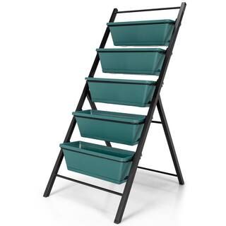 5-Tier Vertical Herb Garden Planter Box Outdoor Elevated Raised Bed Green | The Home Depot