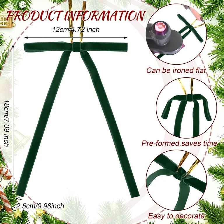 24 Pieces Velvet Bows for Christmas Tree, Velvet Clip on Bow Ornaments for Christmas Decorations(... | Walmart (US)