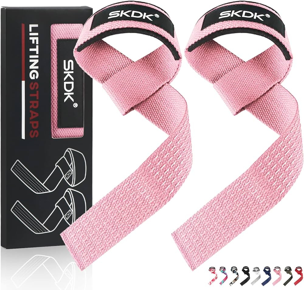 SKDK Cotton Hard Pull Wrist Lifting Straps Grips Band-Deadlift Straps with Neoprene Cushioned Wri... | Amazon (US)