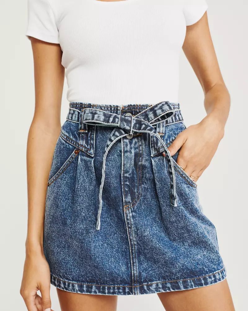 Belted Denim Mini Skirt | Abercrombie & Fitch US & UK