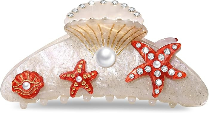 BVGA Sea Animal Hair Claw Clips Marine Life Starfish Seashell Pearl Crystal Claw Clips Cute Large... | Amazon (US)
