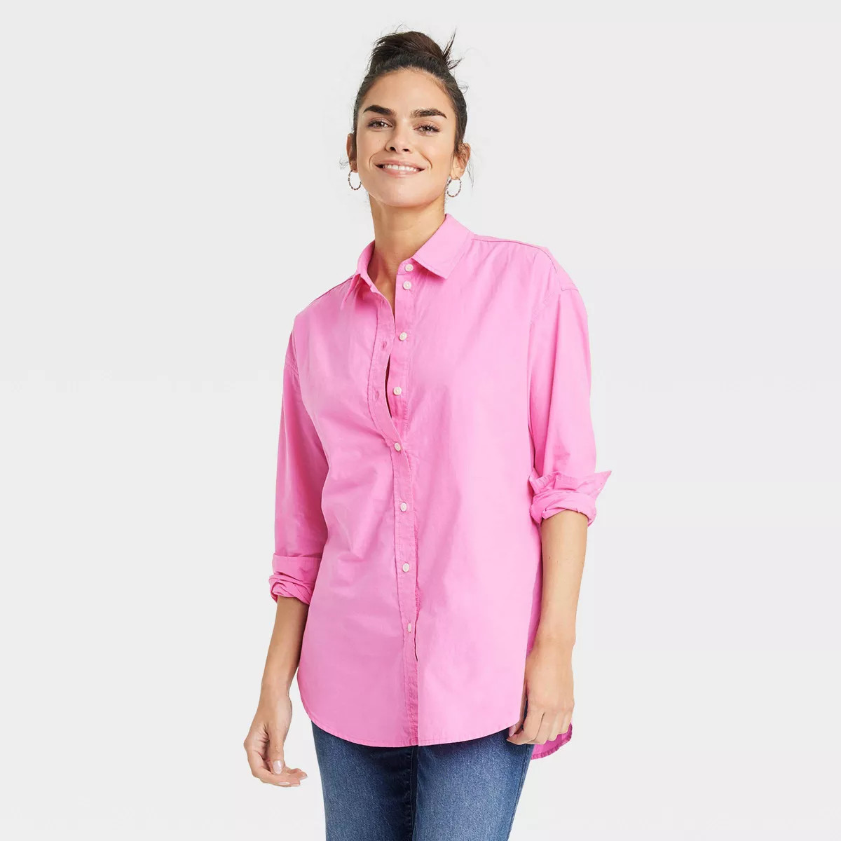 Women's Oversized Long Sleeve Collared Button-Down Shirt - Universal Thread™ | Target