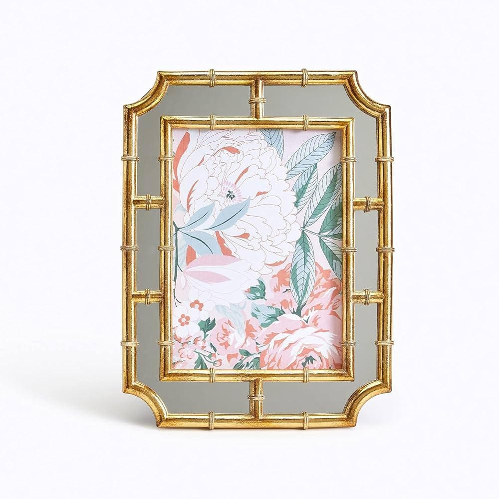 Twos Golden Bamboo Fretwork Photo Frame with Mirrored Border, 5.25 x 7.25 inch | Amazon (US)