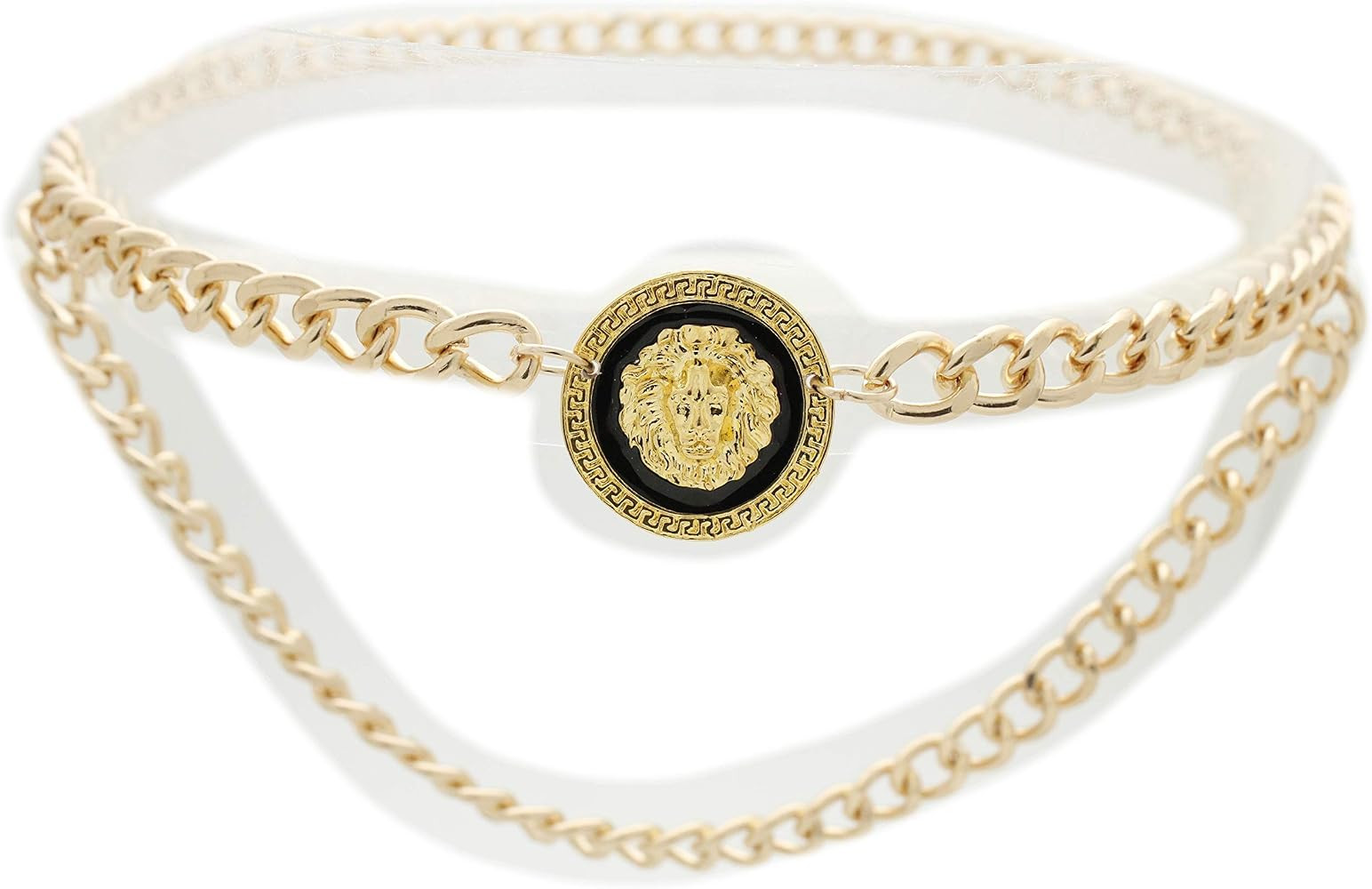 Women’s Trendy Gold Metal Chain Links Belt with Lion Head Charm – Adjustable Fit M/L/XL – W... | Amazon (US)