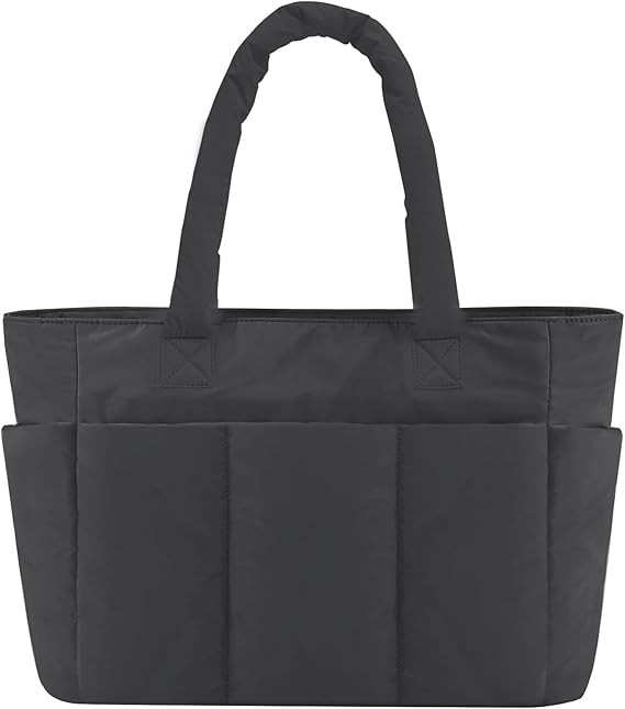Puffer Tote Bag, Work Bags for Women with Laptop Compartment, Travel Tote with Luggage Sleeve, Qu... | Amazon (US)