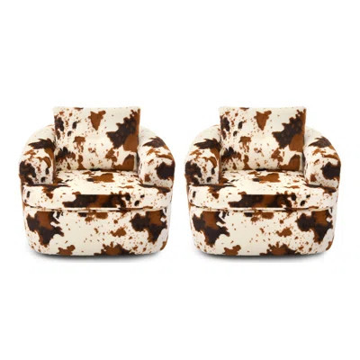 36.6" W Faux Fur Upholstered 360° Swivel Barrel Chair with Metal Base (Set of 2) | Wayfair North America