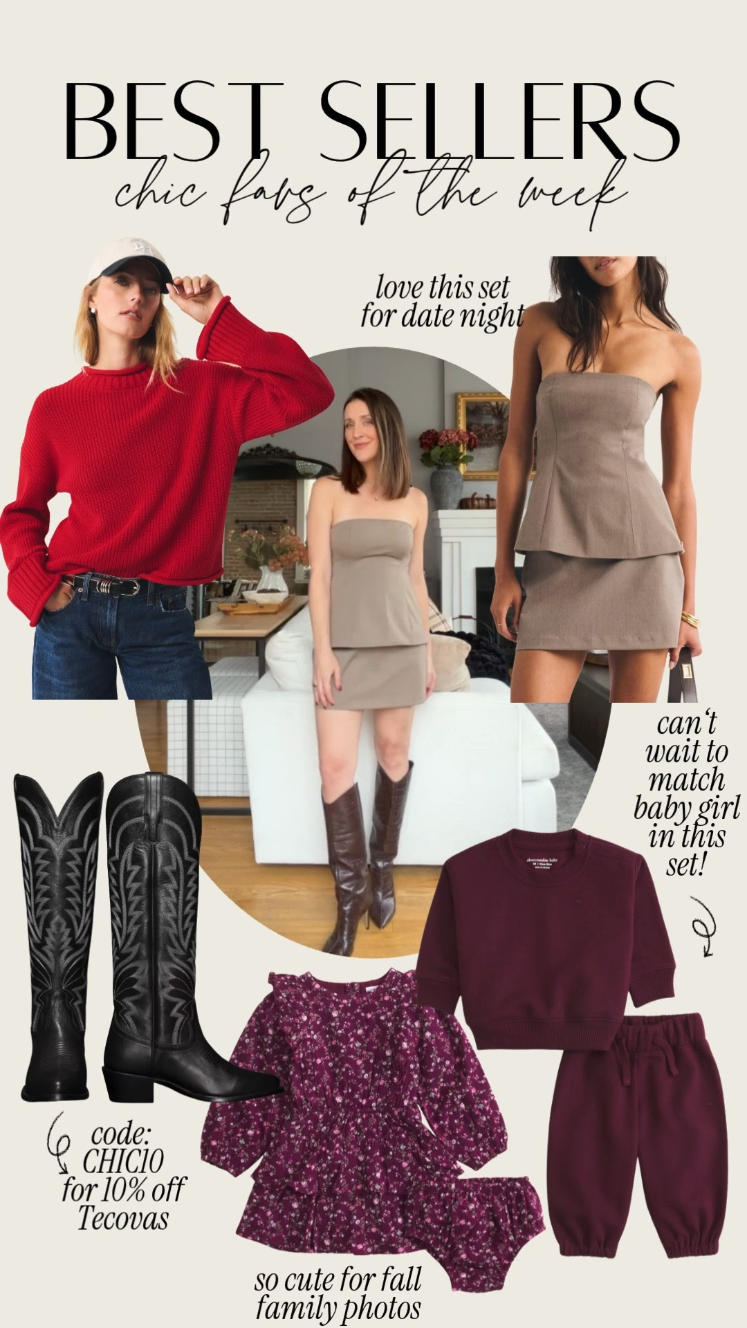 Best sellers of the week! Trending roll neck sweater on major sale, fall date night outfit and fall baby girl favs. Use code CHIC10 for 10% off @Tecovas

#LTKootd #LTKBaby #LTKSaleAlert