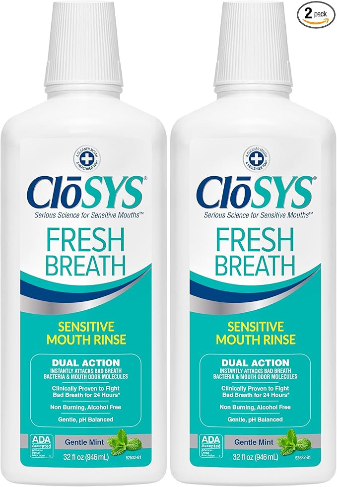 CloSYS Mouthwash, 32 Ounce, 2 Count, Fresh Breath Mouthwash, Gentle Mint, Alcohol Free, Dye Free,... | Amazon (US)