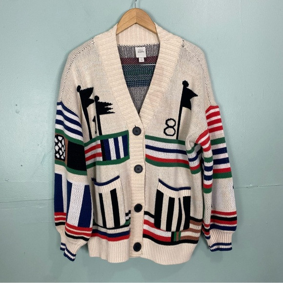 Anthropologie Maeve Golf Themed Cardigan Oversized  Sweater Large | Poshmark