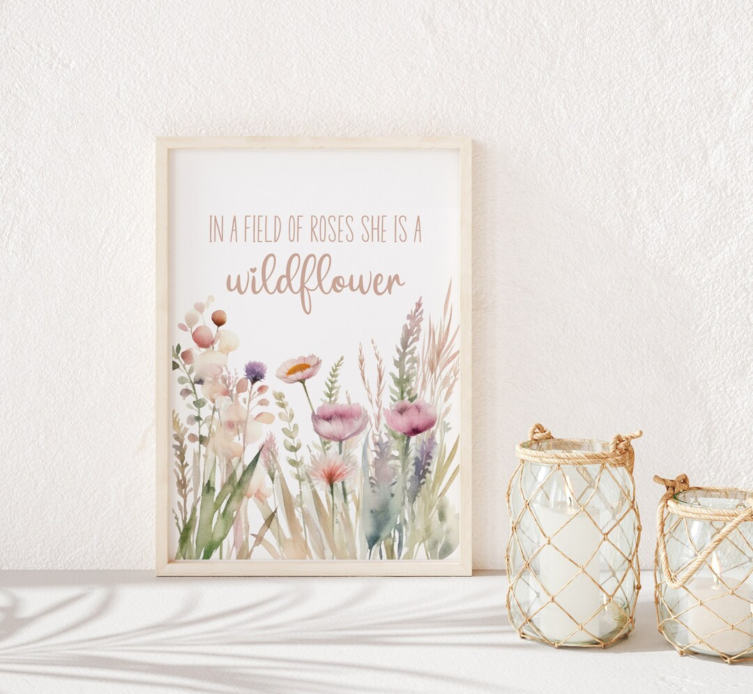In a field of roses she is a wildflower nursery print, Floral nursery wall art, Wildflower nurser... | Etsy (US)