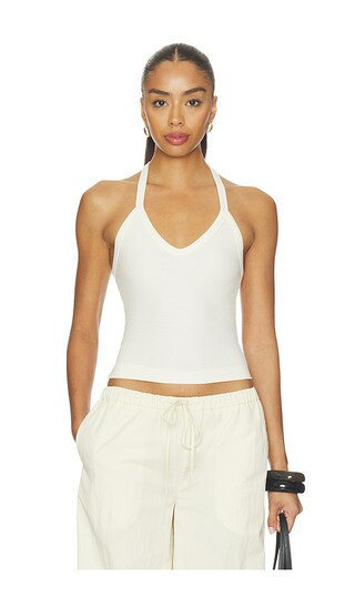 Eterne V-neck Racerback Tank in Cream. - size L | Revolve Clothing (Global)