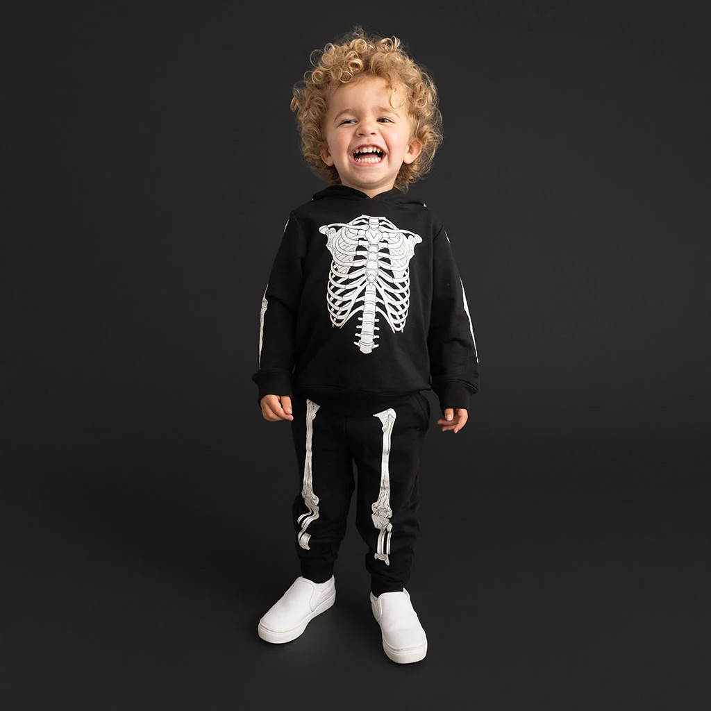 Classic Skelly Fleece Hoodie Jogger Set 18-24 months / Black | Posh Peanut