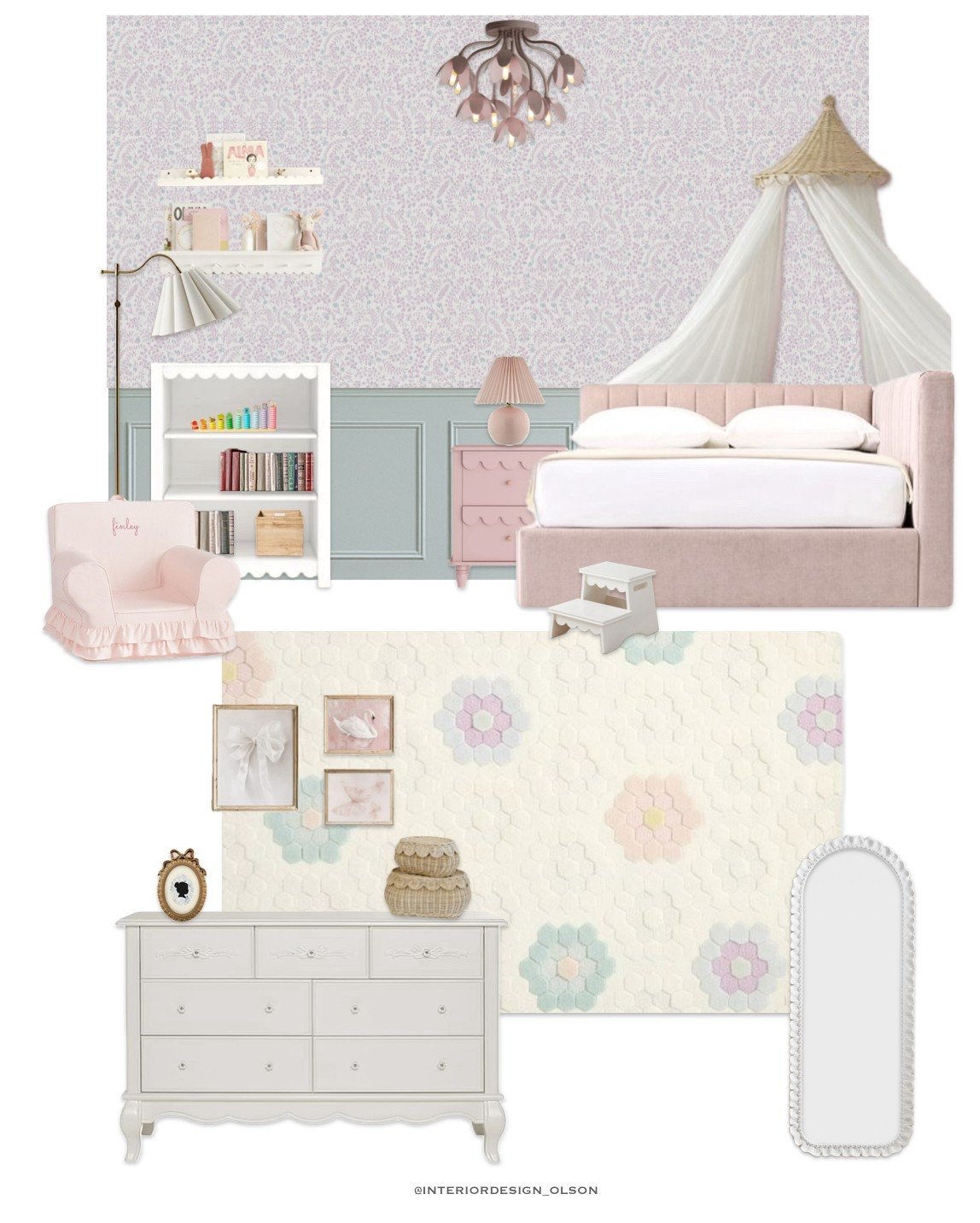Pastel Little Girl’s Room Inspiration 🌸
Soft pastels, timeless furniture, and cozy textures make this little girl’s room the perfect blend of playful and elevated. I designed the space with a light and airy daybed layout, functional storage, and a beautiful rug + wallpaper combo that feels sweet but can grow with her. Every piece is kid-friendly yet sophisticated, creating a calming retreat she’ll love for years to come. Shop the full room design and sources here.

pastel little girl’s room, neutral kids bedroom ideas, cozy daybed for kids, floral wallpaper bedroom, kids room design ideas, bedroom layout inspiration, modern organic kids room, storage ideas for kids bedroom, canopy