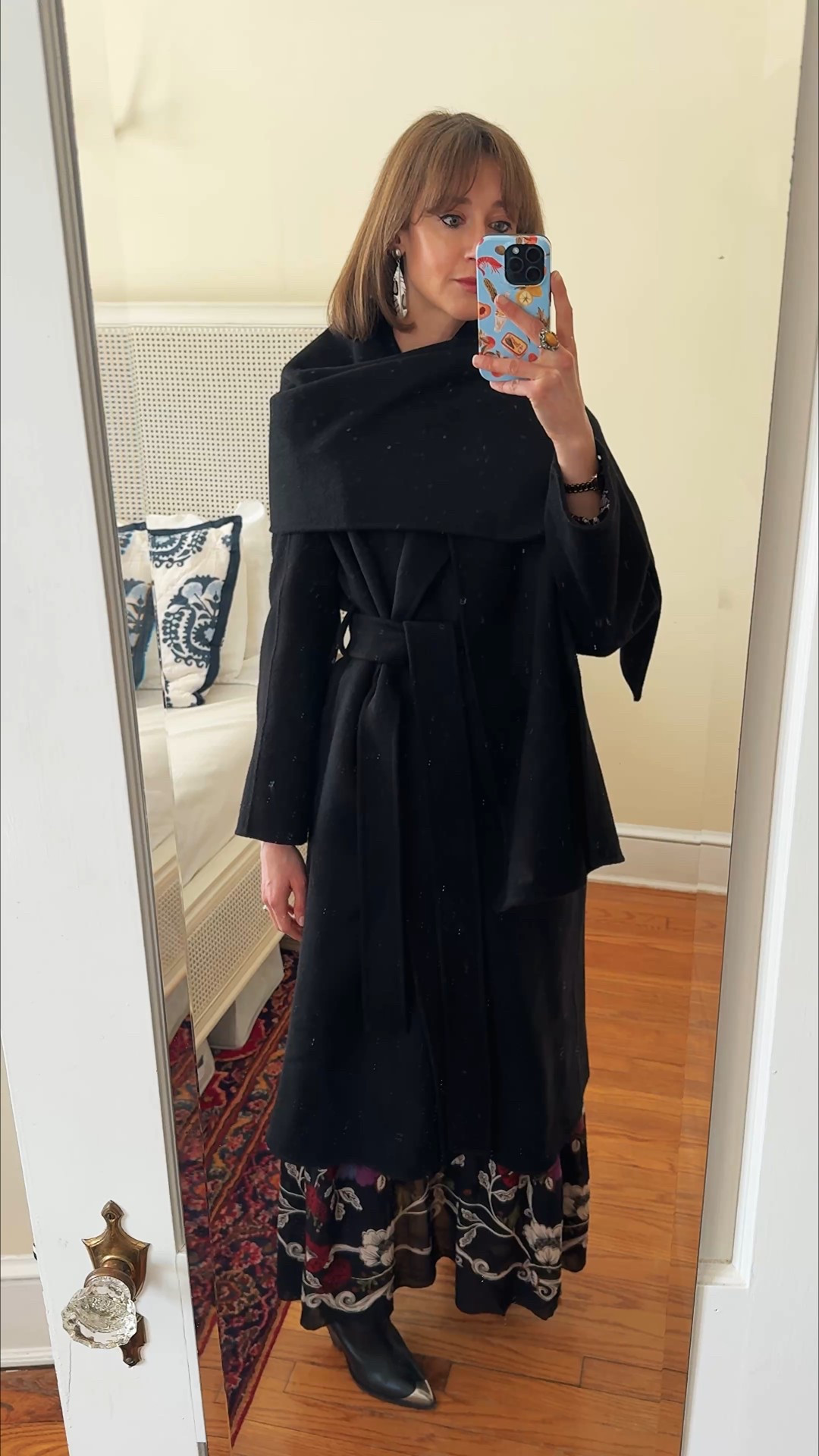 This scarf coat amps the gothic romance of this look. 🖤

#LTKOver40 #LTKSeasonal #LTKootd