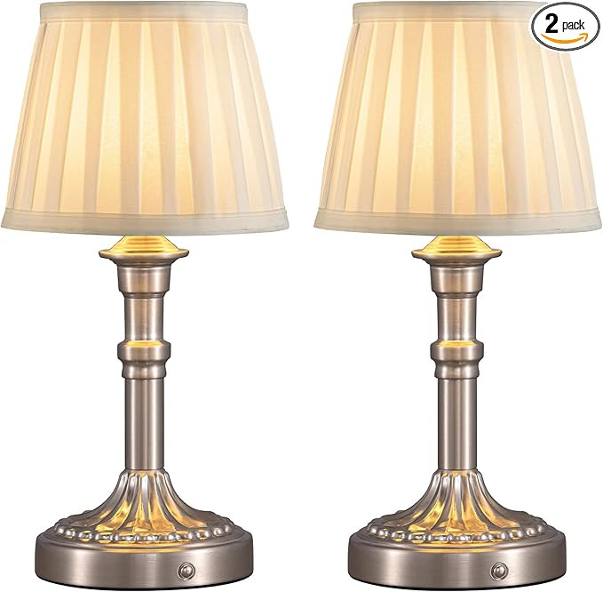 KDG Cordless Portables Table Lamp Set of 2, LED Fabric Shade Small Desk Lamps, 5000mAh Battery Po... | Amazon (US)