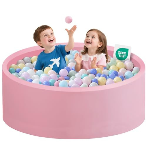 Zedachica Ball Pit for Toddlers 47.24''x15.75'' Baby Ball Pit Soft Foam Ball Pits Round Lagre Kids Ball Pits Indoor and Outdoor Game Kids Play Ball Pool Ideal Gift for Children (Pink, NO Balls) | Amazon (US)