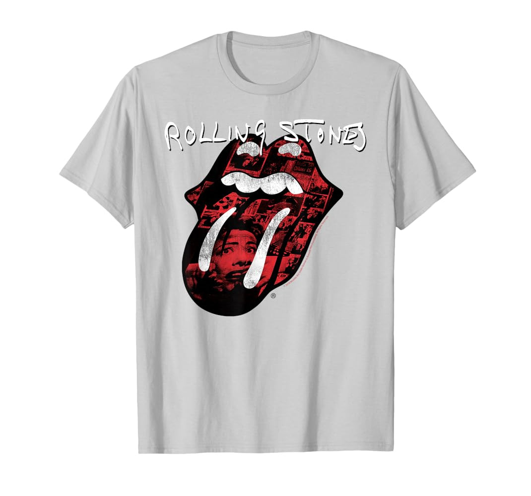 Rolling Stones Official Exile Tongue Photos Silver T-Shirt | Amazon (US)