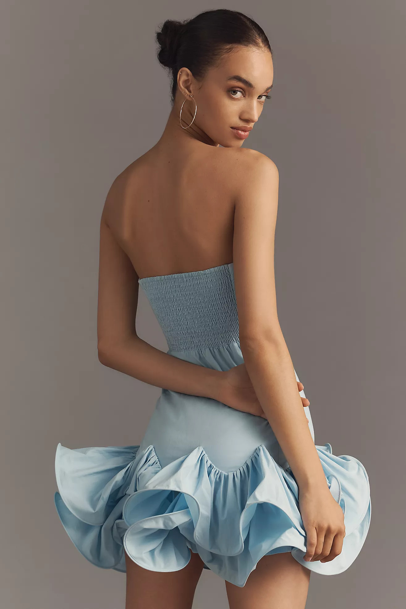 Maeve Strapless Ruffle Mini Dress | Anthropologie (US)