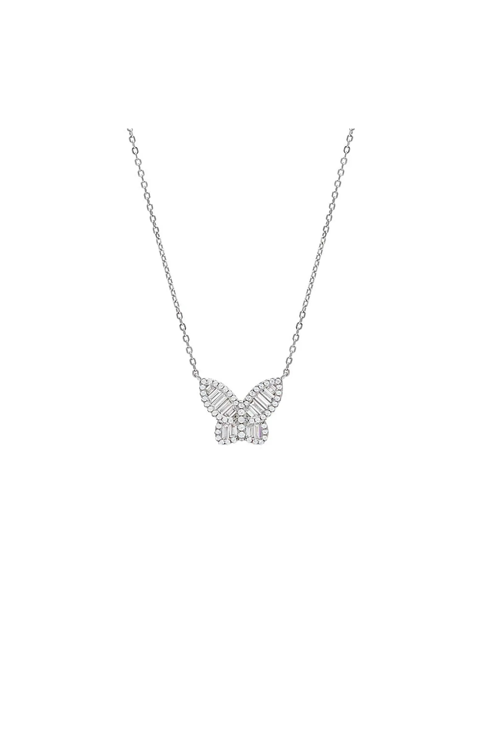 BY ADINA EDEN Pave X Baguette Butterfly Necklace | Nordstrom | Nordstrom