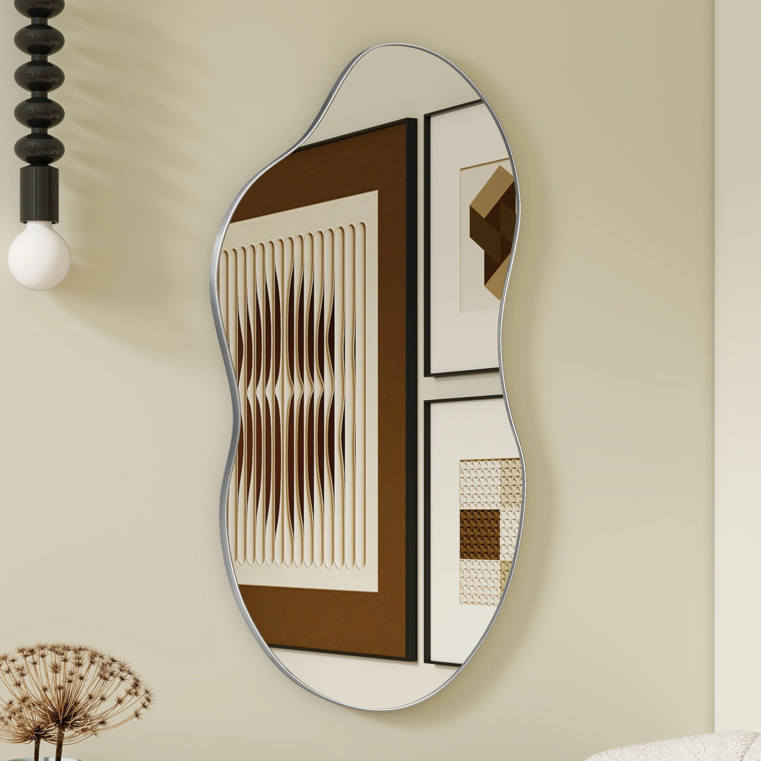 Ashane Asymmetrical Wall Mirror Metal Frame | Wayfair North America