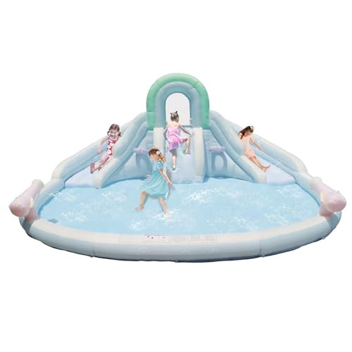 Bounceland Double Dream Play Water Slide, 13.8 ft L x 13.8 ft W x 6.6 ft H, Water Park, Large Spl... | Amazon (US)