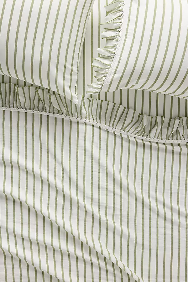 Organic Cotton Spa Sateen Ruffled Sheet Set | Anthropologie (US)