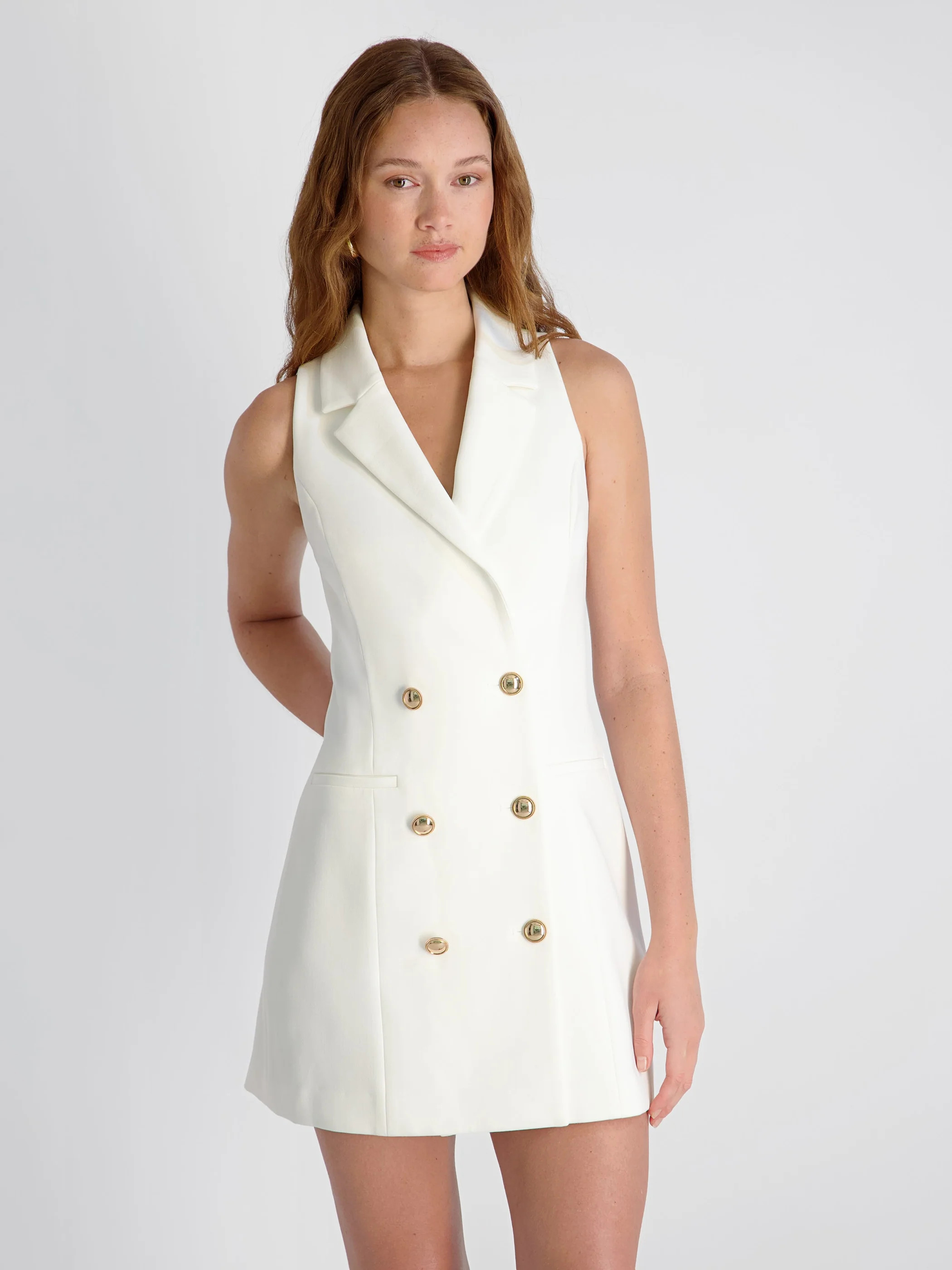 WHISPER DOUBLE BREASTED HALTER MINI DRESS | French Connection (US)