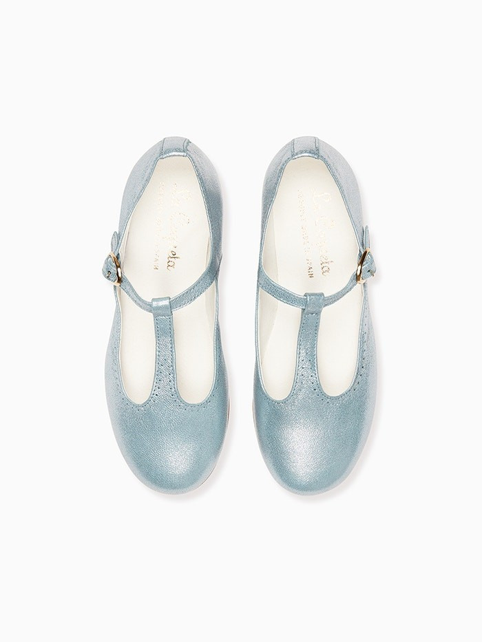 Metallic Blue Girl Metallic T-Bar | La Coqueta