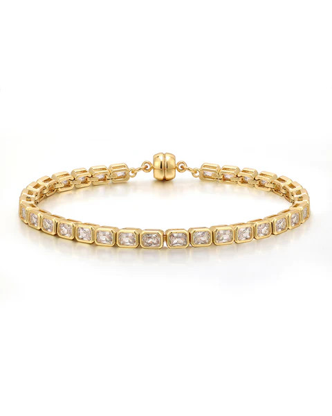 Bezel Emerald Ballier Bracelet- Clear- Gold | LUV AJ