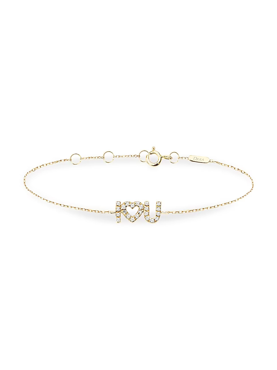 18K Yellow Gold & Diamond 'I Love U' Chain Bracelet | Saks Fifth Avenue