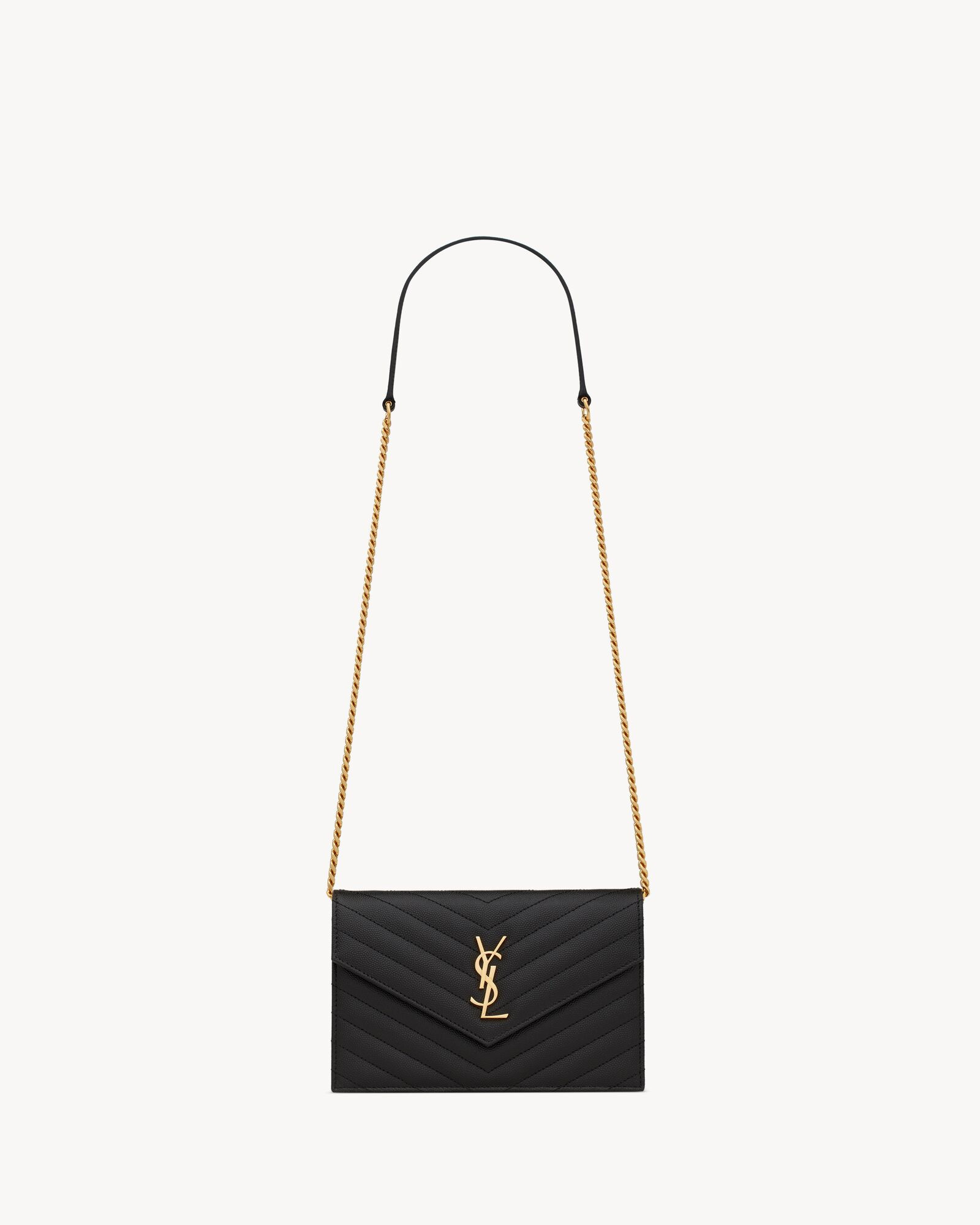 CASSANDRE ENVELOPE CHAIN WALLET IN GRAIN DE POUDRE LEATHER | Saint Laurent Inc. (Global)