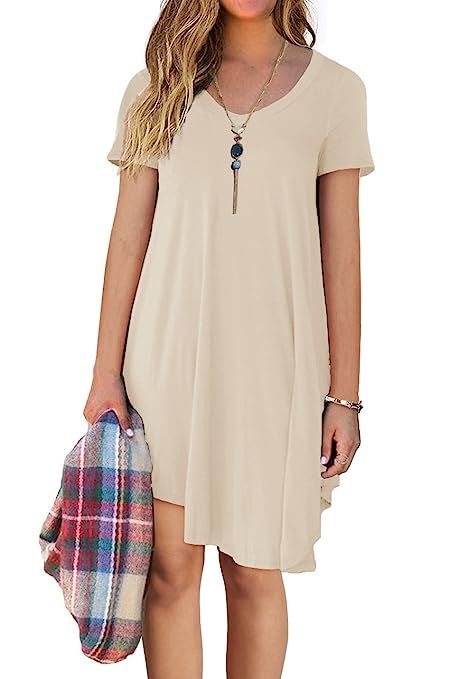 POSESHE Women's Short Sleeve Casual Loose T-Shirt Dress | Amazon (US)