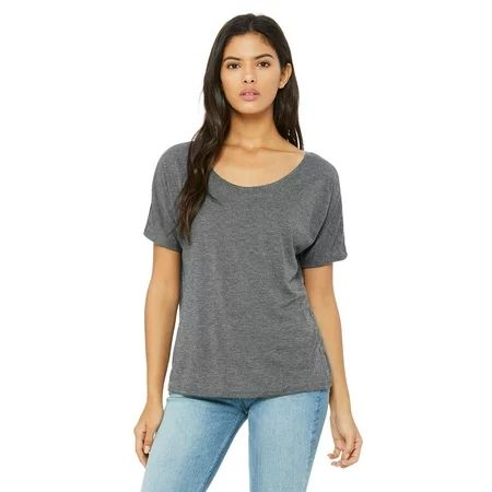 JustBlanks Women’s Short Sleeve Slouchy Tee Subtle Curved Bottom Hem Poly-Cotton Combed Side Seamed  | Walmart (US)