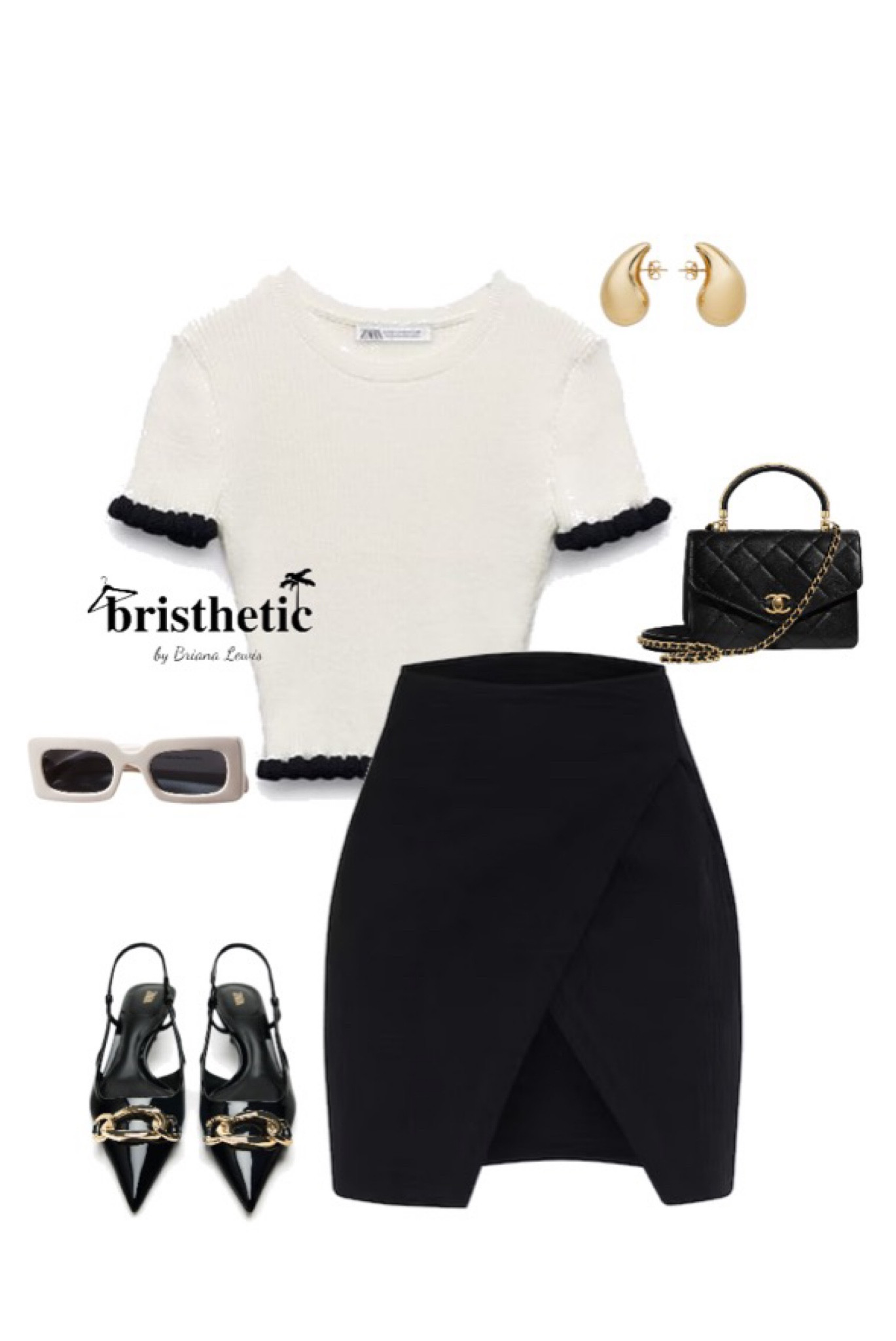 Sofia Richie Grainge “old money aesthetic” style inspo 
Shoes from Zara: “sling back kitten heels with chain” 
Top from Zara: “Ruffled ribbed top” 

#LTKunder50 #LTKstyletip #LTKFind