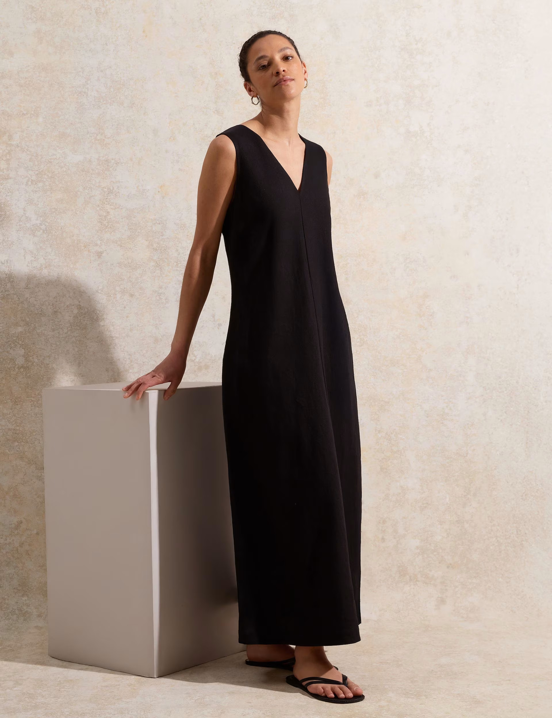 Linen Rich V-Neck Maxi Shift Dress | Marks & Spencer (UK)