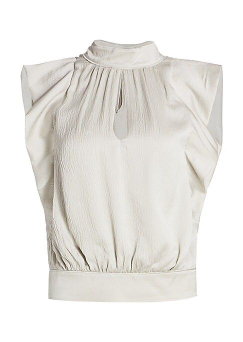 Frame Women's Sleeveless Pleated Silk Mockneck Blouse - Smoke - Size XS | Saks Fifth Avenue