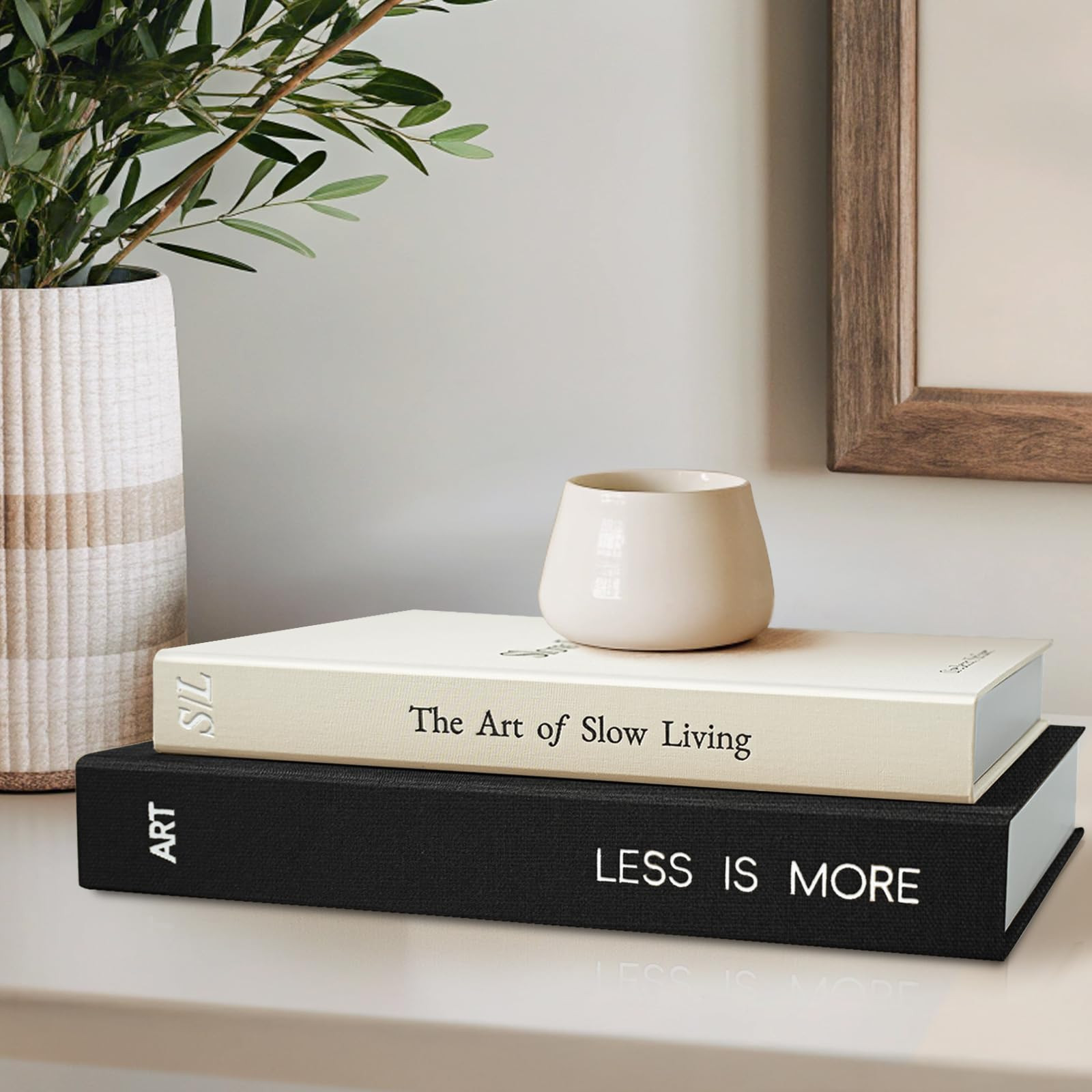 Minimalist Decorative Books - Fake Books Storage Box for Decoration - Set of 2 Linen Coffee Table... | Amazon (US)