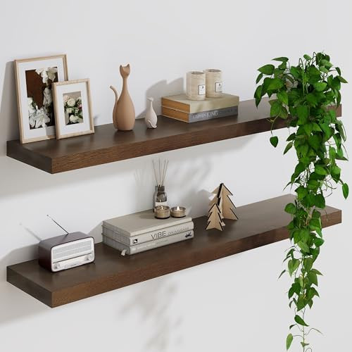 Marsmiles Solid Wood Floating Shelves for Wall, 36”W x 9”D x 1.56”H Large Wall Shelves for ... | Amazon (US)