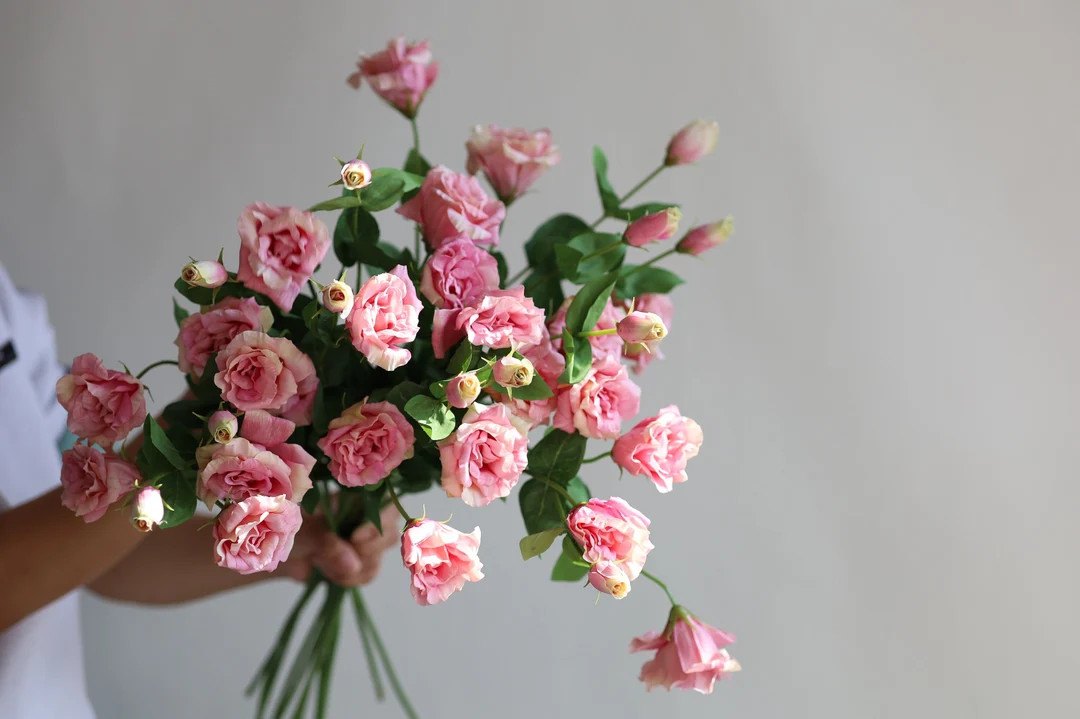 27.5" Faux Real Touch Lisianthus Eustoma Blossom Branch-Rose Pink, DIY Florals |Wedding/Home Deco... | Etsy (Global)