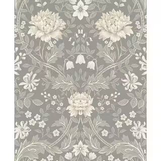 NextWall 31.35 sq. ft. Daydream Grey Honeysuckle Trail Vinyl Peel and Stick Wallpaper Roll NW4460... | The Home Depot