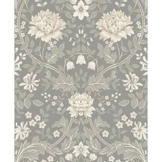 NextWall 31.35 sq. ft. Daydream Grey Honeysuckle Trail Vinyl Peel and Stick Wallpaper Roll NW4460... | The Home Depot