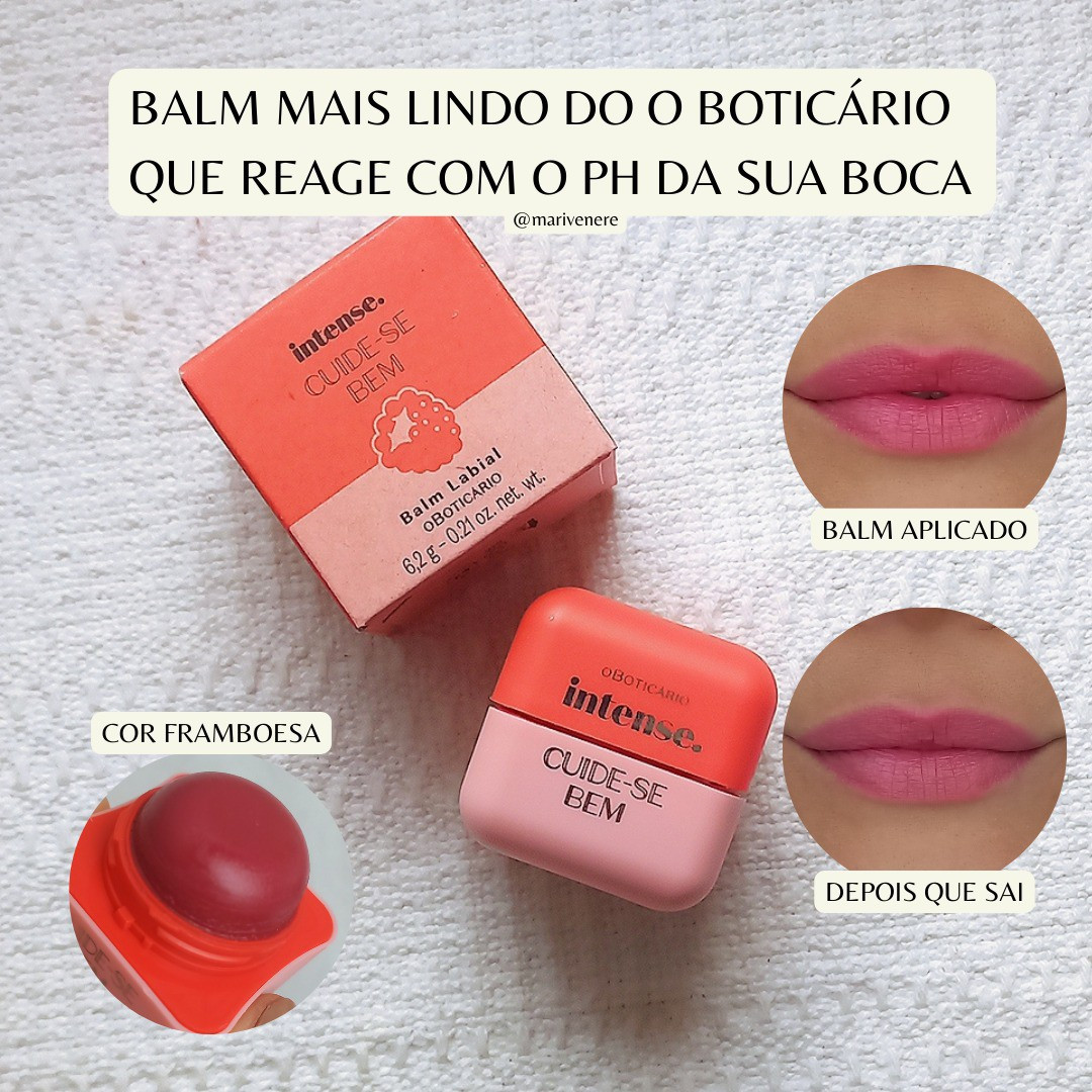✨️ Balm Tint PH Framboesa,  cor linda que gruda nos labios✨️O Boticário conseguiu lançar uma linha de balms perfeitas,  disponíveis em 3 cores: Framboesa, Melancia e Banana, que reagem com o PH da nossa boca, revelando uma cor única.Testei o de Framboesa e estou impactada real. Além de deixar a boca hidratada e macia, deixa uma cor linda na boca que dura horas e horas, sério, gruda na boca e o cheirinho é uma delícia.A textura dele é cremosa, desliza na boca, revelando cor já na primeira aplicação, ainda constrói camadas, então quanto mãos você passar, vai ficando mais intensa a cor.Além disse conta com ativos antioxidantes,  Vitamina B5 e Vitamina E, e pode ser usado na boca e bochechas para um efeito coradinho natural. 

#LTKbrasil