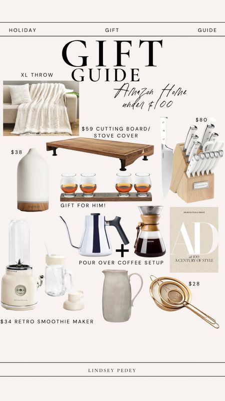 Gift Guide Amazon Home Under $100 

Gifts for her , hostess gifts , homebody gift , mother-in-law gift , gift ideas , home decor , coffee table books , knife set , large throw blanket , gifts for him , whisky tasting set , pour over coffee , coffee lover , kitchen styling 

#LTKhome #LTKGiftGuide #LTKunder100