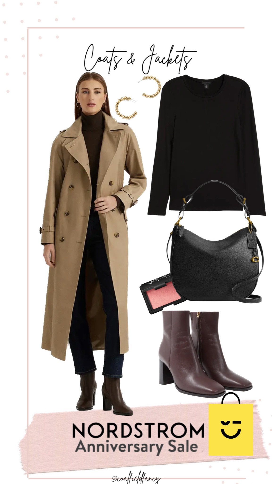 Trench coat
Black top
Black bag
Brown boots

#LTKxNSale #LTKworkwear